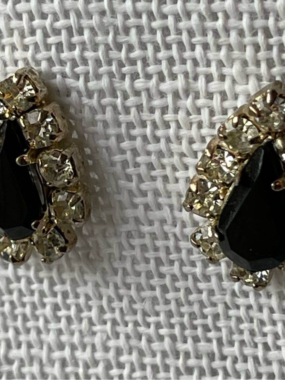 Black Teardrop Crystal Stud Earrings - Elegant Gold Setting